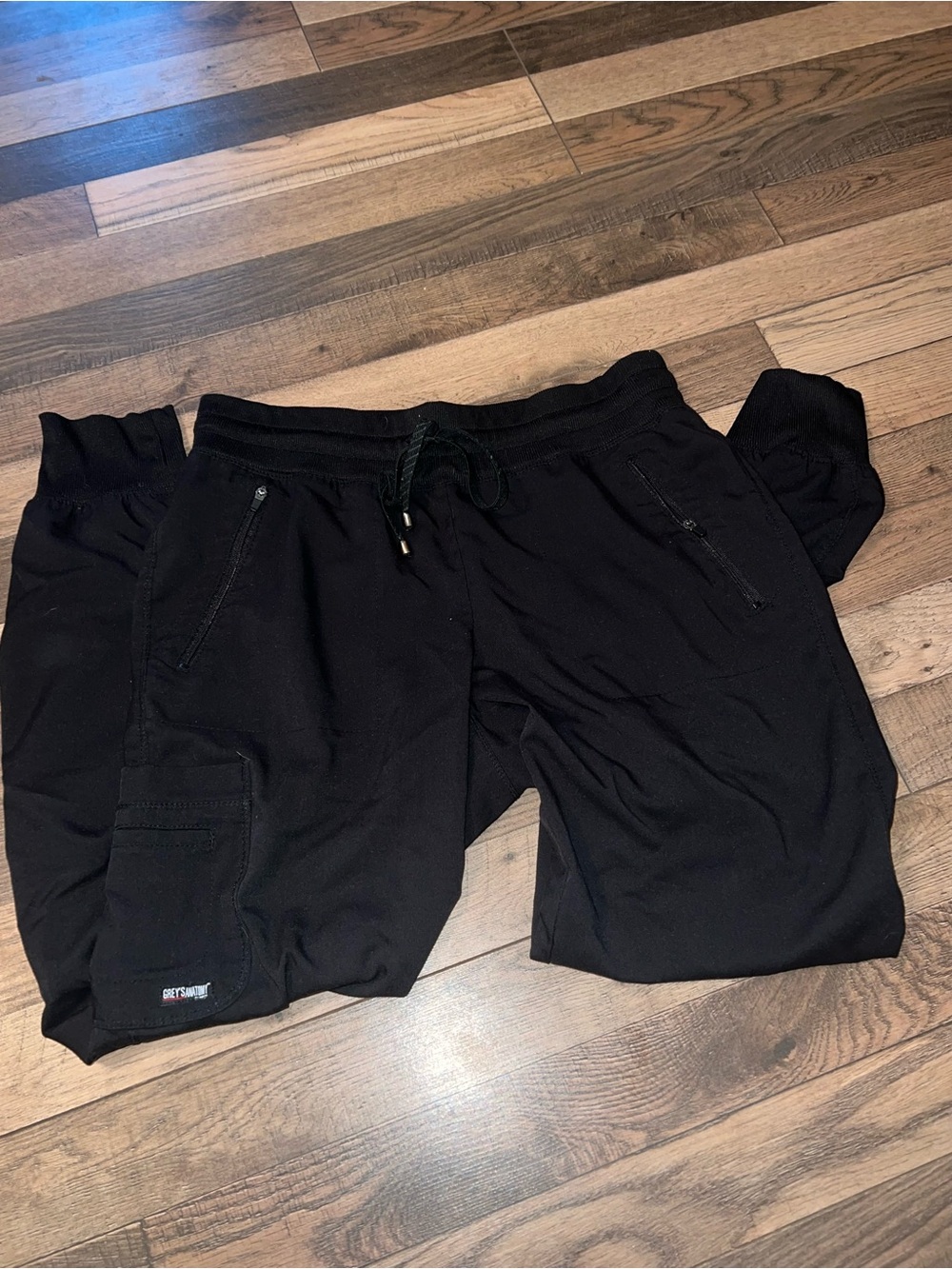 Womens Black Drawstring Jogger Scrub Pants - Picture 3 of 5